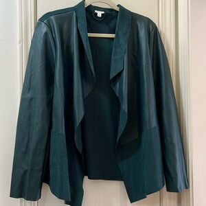 Dressbarn faux leather suede jacket, hunter green, size L, excellent condition